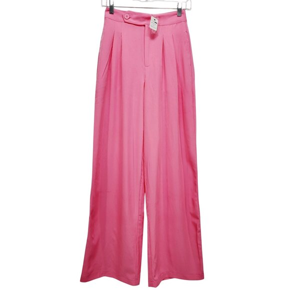 Fashion Nova Womens Pink Wide-Leg flared Pleated Pants Size XS New - Picture 1 of 13